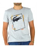 Lacoste sport t-shirt uomo grigio girocollo con stampa th3361