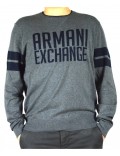 ARMANI EXCHANGE maglia uomo grigio scritta blu 3zzm1t