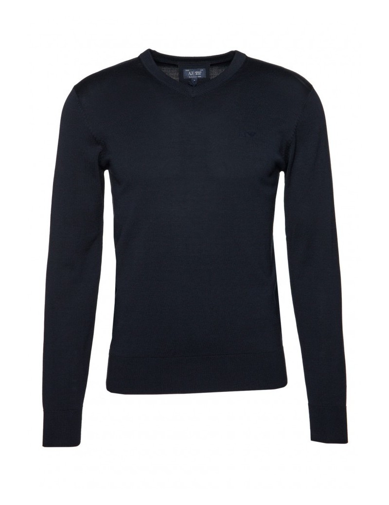 Maglia armani jeans uomo leggera in cotone colore blu scuro collo a v