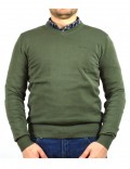 ARMANI JEANS maglia uomo verdone cotone scollo a V