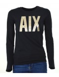 ARMANI EXCHANGE t-shirt donna manica lunga nera girocollo