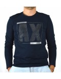 ARMANI EXCHANGE t-shirt uomo manica lunga blu girocollo 6ZZTLA