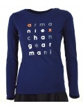 ARMANI EXCHANGE t-shirt donna manica lunga blu royal girocollo 6ZYTAR