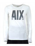 ARMANI EXCHANGE t-shirt donna manica lunga bianco girocollo 6ZYTCP