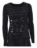 ARMANI EXCHANGE maglia donna nera paillette 6ZYM94