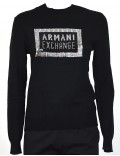 ARMANI EXCHANGE maglia donna girocollo invernale nero pailette 6ZYM3E