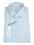 CALVIN KLEIN camicia uomo chiara celeste fantasia collo italiano slim fit