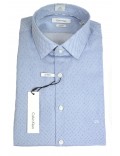 CALVIN KLEIN camicia uomo chiara blu fantasia pois collo italiano slim fit