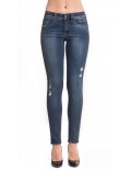 J&Q jeans donna elasticizzato denim strappato scuro