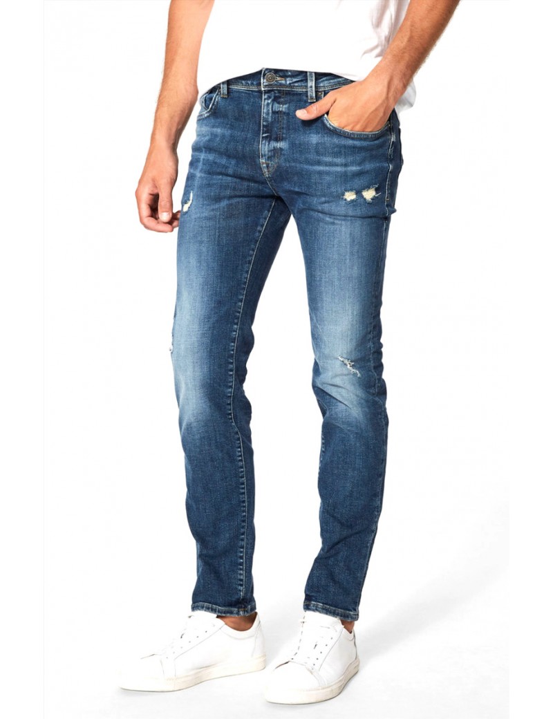 Jeans da motociclista slim f da motociclista strappato effetto