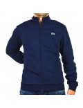 LACOSTE felpa uomo blu senza cappuccio con zip misto cotone