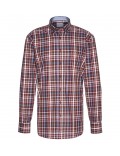 BUGATTI camicia uomo a scacchi rosso cotone twill