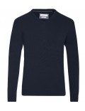 BUGATTI maglia uomo scollo a V blu scuro cotone cashmere