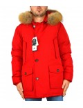 READOUT piumino parka uomo rosso invernale cappuccio pelliccia