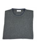 OFFICINA TESSILE maglia uomo girocollo in misto cashmere grigio con toppe blu made in italy cashmere