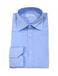 OFFICINA TESSILE camicia uomo manica lunga celeste pop