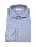 OFFICINA TESSILE camicia uomo made in italy azzurro fantasia slim fit