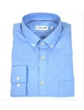 camicia uomo lacoste celeste botton down ch0341regular fit