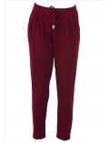 Pantalone donna rosso bordeaux con pence stretto in fondo made in italy