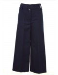 Pantalone donna blu largo e corto pantagonna