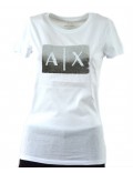 ARMANI EXCHANGE t-shirt donna manica corta bianca slim fit pailette