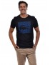 t shirt uomo lacoste manica corta nera con logo e scritte frontali blu th3382