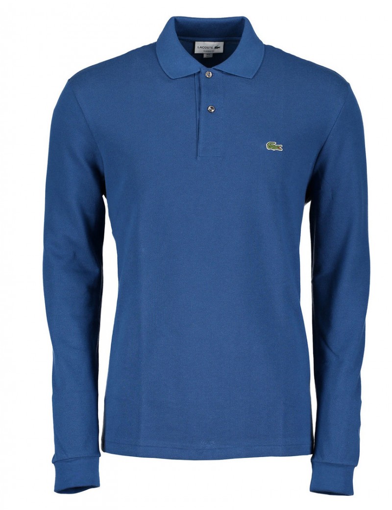 Polo Lacoste 1312 saldimoda uomo manica lunga blu cobalto