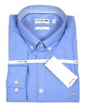 Lacoste camicia uomo celeste botton down ch9627 slim fit