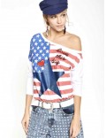 Denny Rose t-shirt donna manica lunga bandiera america 811DD60016