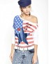 T-SHIRT DONNA DENNY ROSE BIANCA CON BANDIERA AMERICA stelle e strisce T-SHIRT DONNA DENNY ROSE BIANCA CON BANDIERA AMERICA stelle e strisce