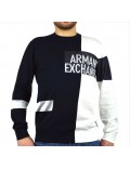 ARMANI EXCHANGE maglia uomo girocollo blu e bianca cotone 3GZM1Z