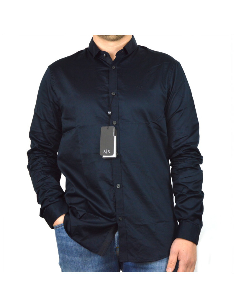 camicia uomo armani exchange da uomo sportiva ed elegante con colletto piccolo molto fresca e leggera 100% cotone