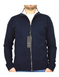 ARMANI EXCHANGE maglia uomo aperta full zip CARDIGAN cotone cashmere blu 8NZE73