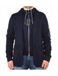 ARMANI EXCHANGE giubbino felpa uomo blu con cappuccio zip paravento staccabile 3GZGAG