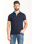 ARMANI EXCHANGE polo uomo blu colletto piccolo manica corta 3gzf84