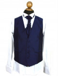 Set cerimonia uomo 5 pezzi gilet cravatta papillon pochette plastron blu