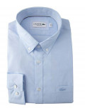 Lacoste camicia uomo cotone fil-a-fil celeste con taschino ch4861