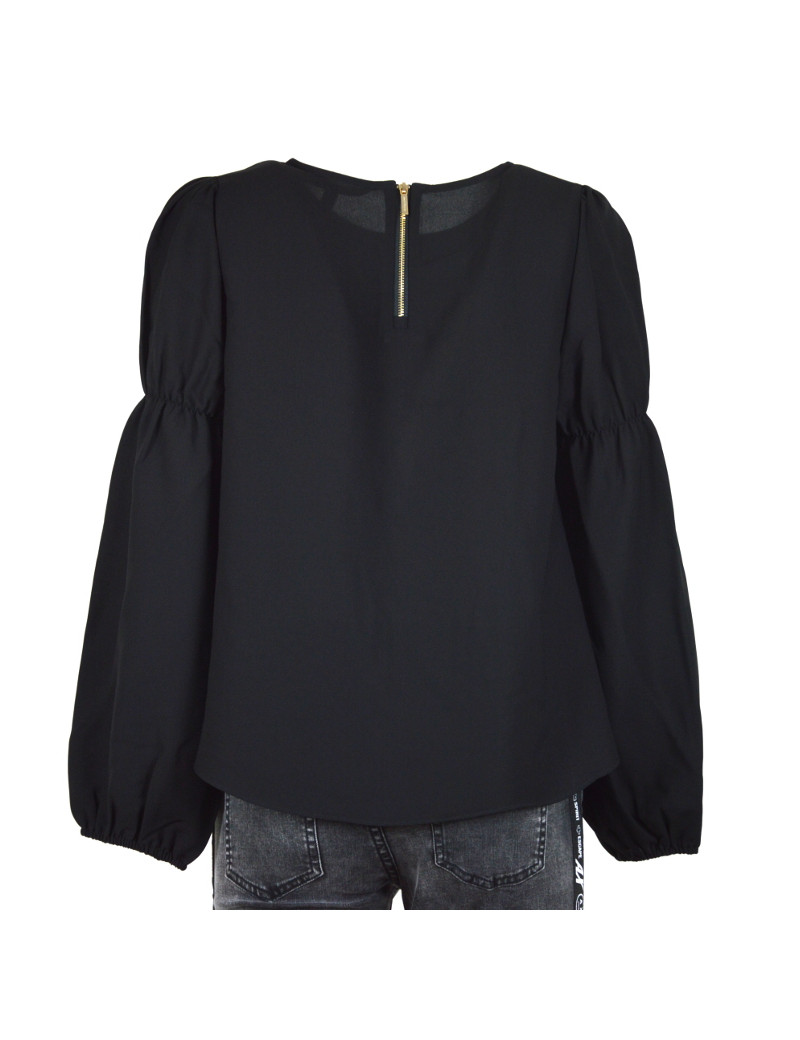 Maglia Nera Girocollo In Viscosa Micro Armatura