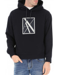 ARMANI EXCHANGE felpa uomo blu scuro con cappuccio 6GZMGG