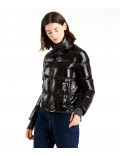 REFRIGIWEAR piumino d'oca donna corto lucido nero ellis jacket