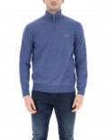 LACOSTE maglia uomo mezza zip azzurro lana ah1682