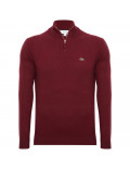 LACOSTE maglia uomo mezza zip rosso bordeaux lana ah1682