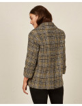 Manteau Femme Elena Mirò - Modèle Spinato Blanc/noir, Longueur 107 Cm - Neuf Avec étiquettes
