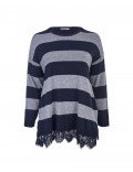 ELENA MIRO' maglia donna grigia a righe misto cashmere