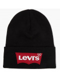 LEVI'S cuffia cappello berretto uomo nero con logo rosso frontale grande