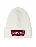 LEVI'S cuffia cappello berretto uomo bianco con logo rosso frontale grande