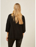 T-shirt Manica Lunga ELENA MIRÒ, Nera, In Misto Seta E Viscosa, Eleganza Donna