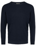 SELECTED HOMME maglia uomo girocollo blu cotone trecciata