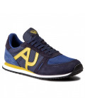 ARMANI JEANS sneakers scarpe uomo basse aj logo blu e giallo 935027