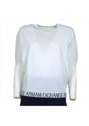 maglietta donna armani exchange t-shirt estiva bianca sportiva